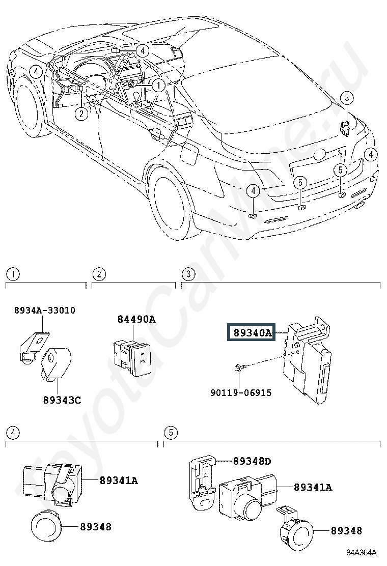 Схема подключения передних парктроников тойота камри v50